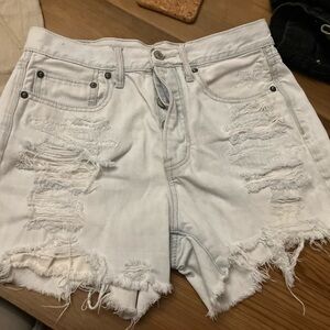 Hollister Frayed White Jean Shorts